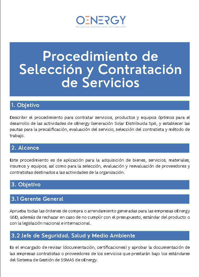 Procedimiento de Selección y Contratación de Servicios
